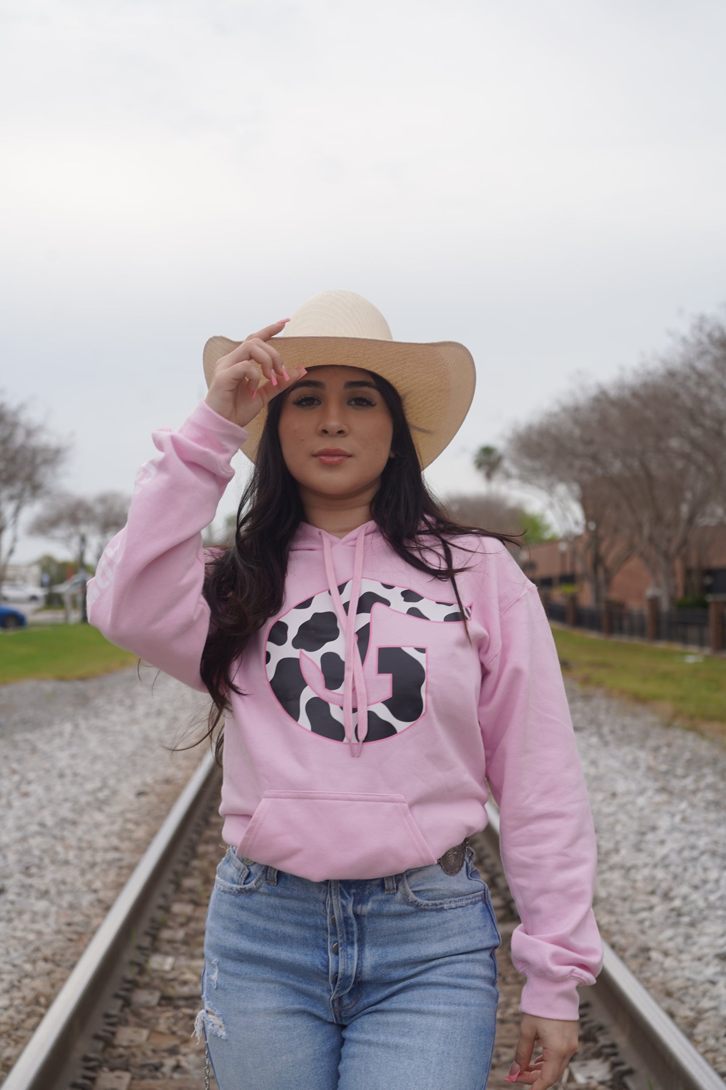 Pink cow-print Hoodie