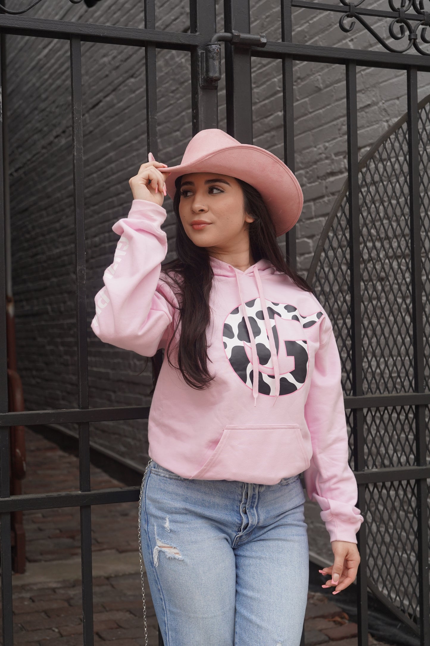 Pink cow-print Hoodie